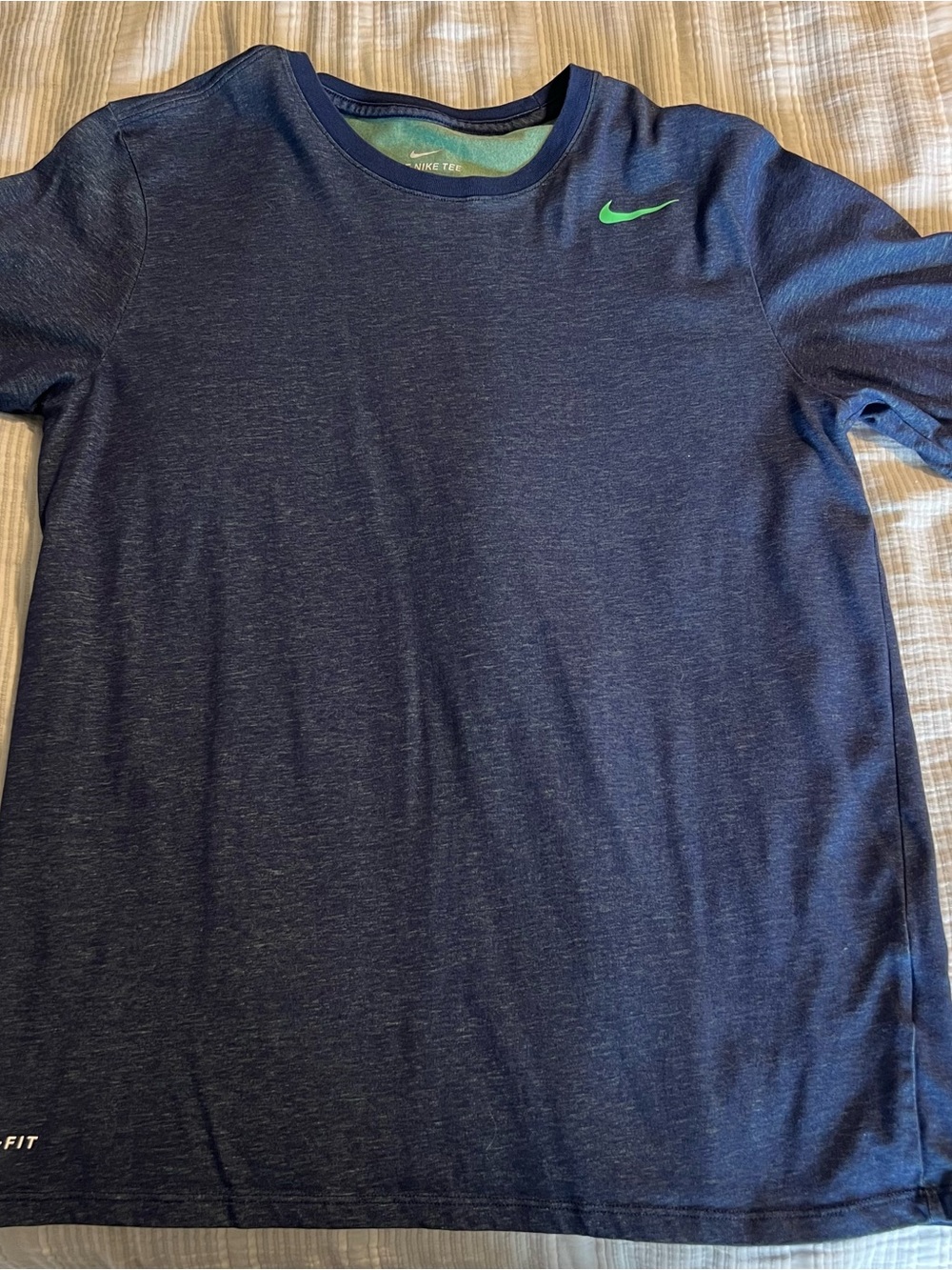 Nike Navy Heather Short Sleeve Tee with Teal Interior